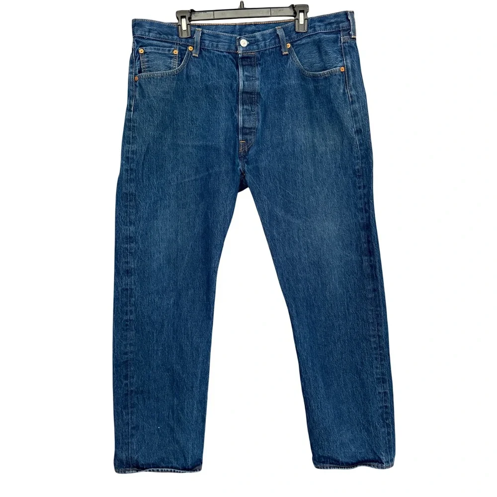 Levis 501 Original Fit Mens Jeans 40x32 Blue Denim‎ Button Fly Straight Leg